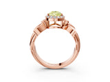 Rose gold Fancy Yellow Pear  Halo Diamond Floral Band with Four-Prong Setting_58