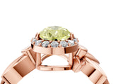 Rose gold Fancy Yellow Pear  Halo Diamond Floral Band with Four-Prong Setting_59