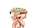 Rose gold Fancy Yellow Pear  Halo Diamond Floral Band with Four-Prong Setting_60