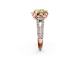 Rose gold Fancy Yellow Pear  Halo Diamond Floral Split Shank Engagement Ring 2