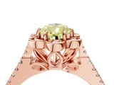 Rose gold Fancy Yellow Pear  Halo Diamond Floral Split Shank Engagement Ring 4