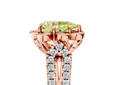 Rose gold Fancy Yellow Pear  Halo Diamond Floral Split Shank Engagement Ring 5