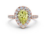 Rose gold Fancy Yellow Pear  Halo Diamond Pavé Band Ring with Prong Setting_20