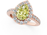 Rose gold Fancy Yellow Pear  Halo Diamond Pavé Band Ring with Prong Setting_21