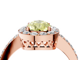 Rose gold Fancy Yellow Pear  Halo Diamond Pavé Band Ring with Prong Setting_24