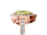 Rose gold Fancy Yellow Pear  Halo Diamond Pavé Band Ring with Prong Setting_25