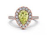 Rose gold Fancy Yellow Pear  Halo Diamond Pavé Solitaire Ring_87