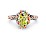 Rose gold Fancy Yellow Pear  Halo Diamond Pave Band Ring with Four-Prong Setting_15