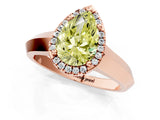 Rose gold Fancy Yellow Pear  Halo Diamond Ring with Cathedral Band and Four-Prong Setting_49