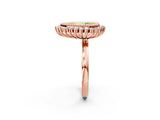 Rose gold Fancy Yellow Pear  Halo Diamond Ring with Milgrain Edge and Round Prong Setting_28