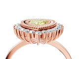 Rose gold Fancy Yellow Pear  Halo Diamond Ring with Milgrain Edge and Round Prong Setting_30