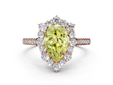 Rose gold Fancy Yellow Pear  Halo Diamond Ring with Pavé Band and Prong Setting_19