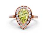 Rose gold Fancy Yellow Pear  Halo Diamond Ring with Split Shank and Four-Prong Setting_44