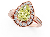 Rose gold Fancy Yellow Pear  Halo Diamond Ring with Split Shank and Four-Prong Setting_45