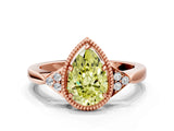 Rose gold Fancy Yellow Pear  Halo Diamond Ring with Tapered Band and Four-Prong Setting_3