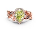 Rose gold Fancy Yellow Pear  Halo Diamond Ring with Vintage Split Shank and Four-Prong Setting_19
