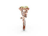 Rose gold Fancy Yellow Pear  Halo Diamond Ring with Vintage Split Shank and Four-Prong Setting_21