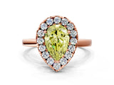 Rose gold Fancy Yellow Pear  Halo Diamond Solitaire with Pavé Band and Four-Prong Setting_92