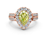 Rose gold Fancy Yellow Pear  Halo Diamond Split Shank Engagement Ring with Prong Setting_66