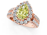 Rose gold Fancy Yellow Pear  Halo Diamond Split Shank Engagement Ring with Prong Setting_67