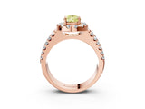 Rose gold Fancy Yellow Pear  Halo Diamond Split Shank Engagement Ring with Prong Setting_69