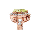 Rose gold Fancy Yellow Pear  Halo Diamond Split Shank Ring with Milgrain Detail_53