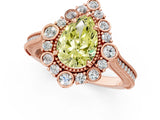 Rose gold Fancy Yellow Pear  Halo Milgrain Pave Diamond Ring with Four-Prong Setting 1