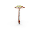 Rose gold Fancy Yellow Pear  Halo Milgrain Pave Diamond Ring with Four-Prong Setting 2