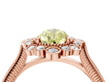 Rose gold Fancy Yellow Pear  Halo Milgrain Pave Diamond Ring with Four-Prong Setting 4