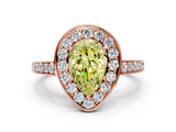 Rose gold Fancy Yellow Pear  Halo Pavé Diamond Engagement Ring with Bezel Setting_36
