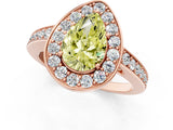 Rose gold Fancy Yellow Pear  Halo Pavé Diamond Engagement Ring with Bezel Setting_37