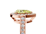 Rose gold Fancy Yellow Pear  Halo Pavé Diamond Engagement Ring with Bezel Setting_41