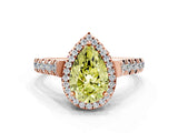 Rose gold Fancy Yellow Pear  Halo Pavé Diamond Engagement Ring with Four-Prong Setting_27