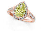 Rose gold Fancy Yellow Pear  Halo Pavé Diamond Engagement Ring with Four-Prong Setting_28