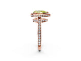 Rose gold Fancy Yellow Pear  Halo Pave Band Solitaire Ring with Prong Setting_89