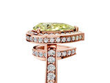 Rose gold Fancy Yellow Pear  Halo Pave Band Solitaire Ring with Prong Setting_92