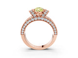 Rose gold Fancy Yellow Pear  Halo Pave Diamond Engagement Ring with Milgrain Detailing_52