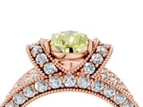 Rose gold Fancy Yellow Pear  Halo Pave Diamond Engagement Ring with Milgrain Detailing_53