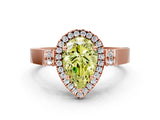 Rose gold Fancy Yellow Pear  Halo Pave Split Shank Prong Setting Ring_51