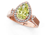 Rose gold Fancy Yellow Pear  Halo Pave Split Shank Prong Setting Ring_52