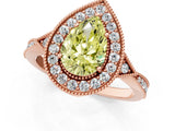 Rose gold Fancy Yellow Pear  Halo Round Diamond Milgrain Pave Engagement Ring_4
