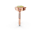 Rose gold Fancy Yellow Pear  Halo Round Diamond Milgrain Pave Engagement Ring_5