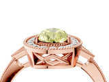 Rose gold Fancy Yellow Pear  Halo Round Diamond Milgrain Pave Engagement Ring_7
