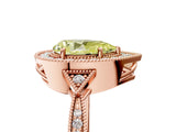 Rose gold Fancy Yellow Pear  Halo Round Diamond Milgrain Pave Engagement Ring_8