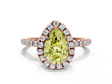 Rose gold Fancy Yellow Pear  Halo Round Diamond Pavé Band Four-Prong Ring_3