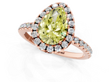 Rose gold Fancy Yellow Pear  Halo Round Diamond Pavé Band Four-Prong Ring_4