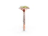 Rose gold Fancy Yellow Pear  Halo Round Diamond Pavé Band Four-Prong Ring_5