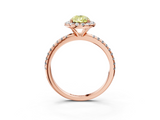 Rose gold Fancy Yellow Pear  Halo Round Diamond Pavé Band Four-Prong Ring_6