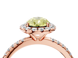 Rose gold Fancy Yellow Pear  Halo Round Diamond Pavé Band Four-Prong Ring_7