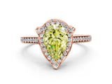 Rose gold Fancy Yellow Pear  Halo Round Diamond Pave Band with Four-Prong Setting_38